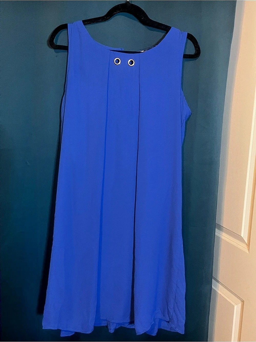 Gabrielle Pleated Mini Dress in Blue Size Medium Like New